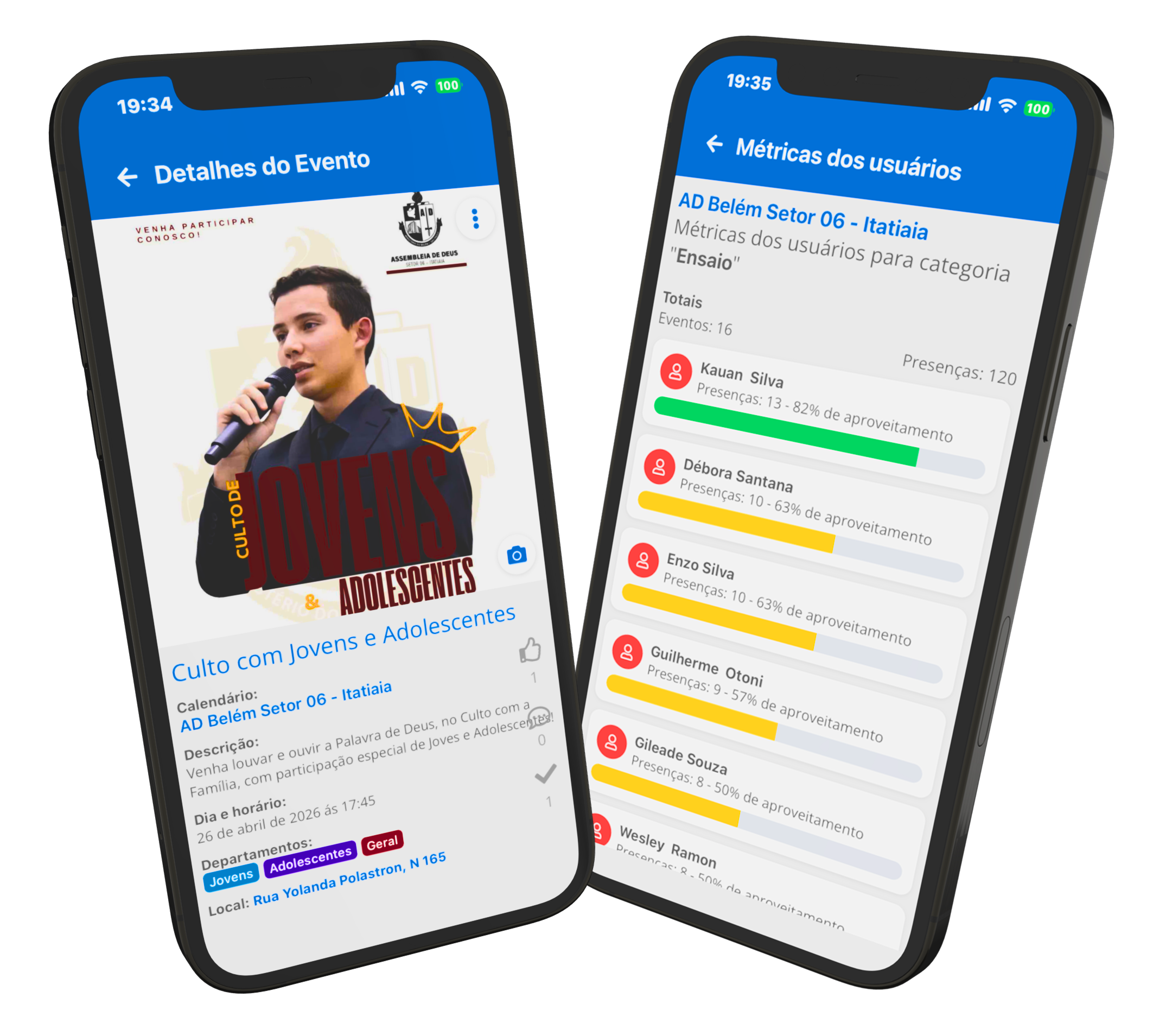 Imagem do celular com o aplicativo