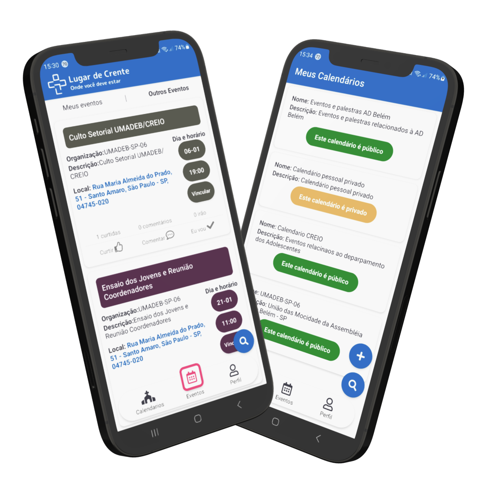 Imagem do celular com o aplicativo